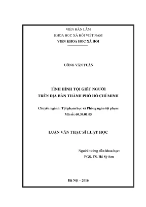 Tình hình tội giết người trên địa bàn thành phố hồ chí minh giai đoạn 2011 đến 2015