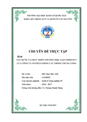Xây dựng và phát triển thương hiệu gạo thơm rvt của công ty cổ phần giống cây trồng trung ương
