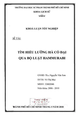 Khóa luận tốt nghiệp lịch sử tìm hiểu lưỡng hà cổ đại qua bộ luật hammurabi