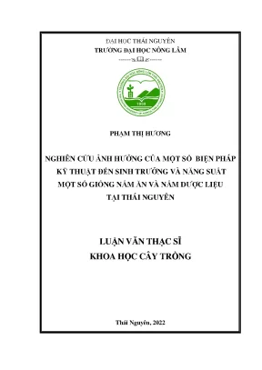 Nghiên cứu ảnh hưởng của một số biện pháp kỹ thuật đến sinh trưởng và năng suất một số giống nấm ăn và nấm dược liệu tại thái nguyên