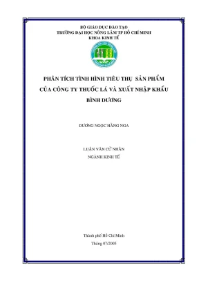 Khóa luận tốt nghiệp kinh tế phân tích tình hình tiêu thụ sản phẩm của công ty thuốc lá và xuất nhập khẩu bình dương