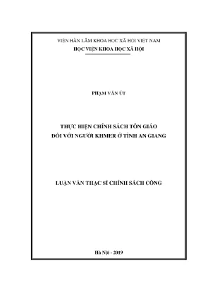 Thực hiện chính sách tôn giáo đối với người khmer ở tỉnh an giang
