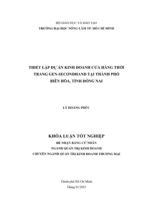 Khóa luận tốt nghiệp quản trị kinh doanh thiết lập dự án kinh doanh cửa hàng thời trang gen secondhand tại thành phố biên hòa tỉnh đồng nai