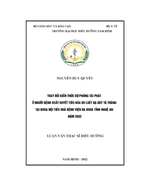 Thay đổi kiến thức dự phòng tái phát ở người bệnh xuất huyết tiêu hoá do loét dạ dày tá tràng tại khoa nội tiêu hoá bệnh viện đa khoa tỉnh nghệ an năm 2022
