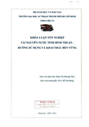 Khóa luận tốt nghiệp địa lý tài nguyên nước tỉnh bình thuận hướng khai thác và sử dụng bền vững