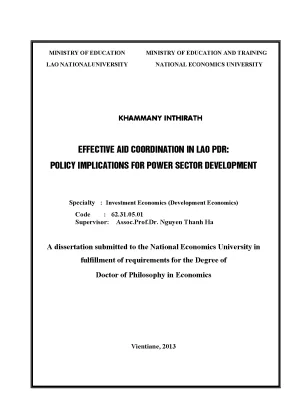 Doctor of philosophy in economics effective aid coordination in lao pdr policy implications for power sector developmen
