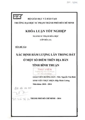 Khóa luận tốt nghiệp sư phạm hóa học xác định hàm lượng lân trong đất ở một số điểm trên địa bàn tỉnh bình thuận