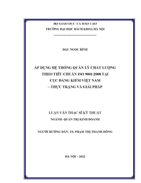 Áp dụng hệ thống quản lý chất lượng theo tiêu chuẩn iso 9001 2008 tại cục đăng kiểm việt nam thực trạng và giải pháp
