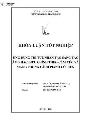 Ứng dụng trí tuệ nhân tạo sáng tác âm nhạc điều chỉnh theo cảm xúc mang phong cách piano cổ điển
