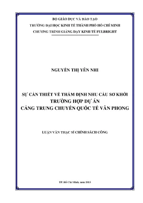 Sự cần thiết về thẩm định nhu cầu sơ khởi trường hợp dự án cảng trung chuyển quốc tế vân phong