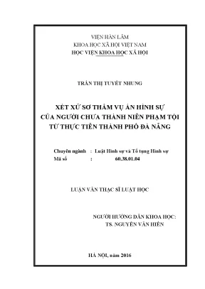 Xét xử sơ thẩm vụ án hình sự của người chưa thành niên phạm tội từ thực tiễn thành phố đà nẵng