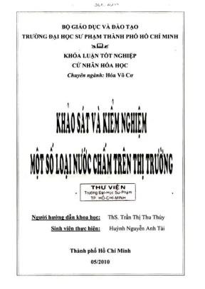 Khóa luận tốt nghiệp hóa học khảo sát và kiểm nghiệm một số loại nước chấm trên thị trường