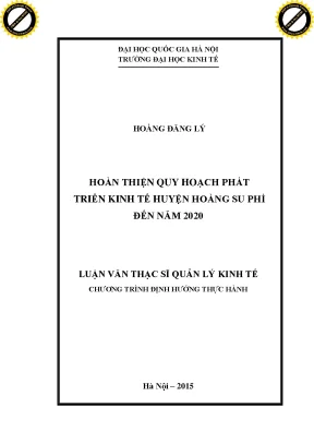 Hoàn thiện quy hoạch phát triển kinh tế ở huyện hoàng su phì đến năm 2020