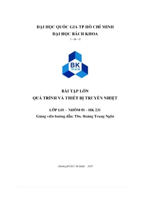 Bài tập lớn quá trình và thiết bị truyền nhiệt
