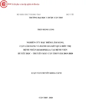 Nghiên cứu đặc điểm lâm sàng cận lâm sàng và đánh giá kết quả điều trị bệnh nhân hemophilia tại bệnh viện huyết học truyền máu cần thơ năm 2019 2020