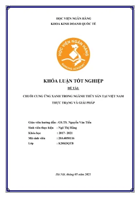 Chuỗi cung ứng xanh trong ngành thủy sản tại việt nam thực trạng và giải pháp