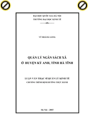 Quản lý ngân sách xã ở huyện kỳ anh tỉnh hà tĩnh