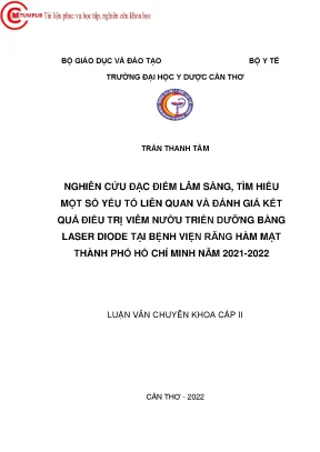 Nghiên cứu đặc điểm lâm sàng tìm hiểu một số yếu tố liên quan và đánh giá kết quả điều trị viêm nướu triển dưỡng bằng laser diode tại bệnh viện răng hàm mặt thành phố hồ chí minh năm 2