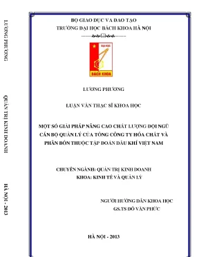 Một số giải pháp nâng cao chất lượng đội ngũ cán bộ quản lý của tổng công ty hóa chất và phân bón thuộc tập đoàn dầu khí việt nam