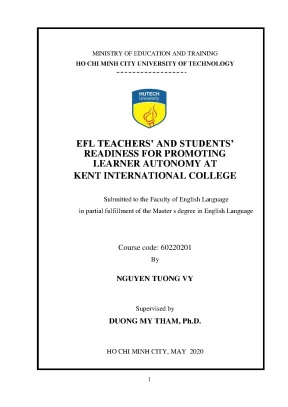 Efl teachers and students readiness for promoting learner autonomy at kent international college