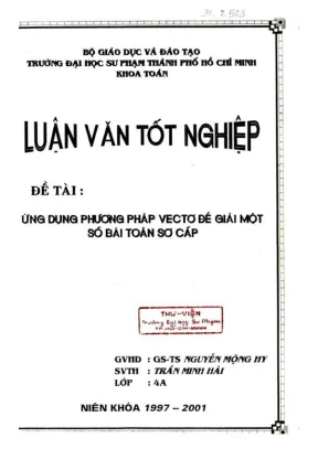Khóa luận tốt nghiệp toán học ứng dụng phương pháp vectơ để giải một số bài toán sơ cấp