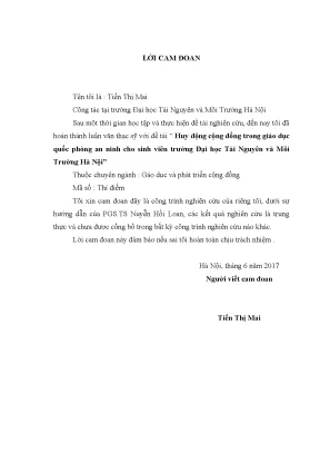 Huy động cộng đồng trong giáo dục quốc phòng an ninh cho sinh viên trường đại học tài nguyên và môi trường