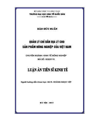 Quản lý chỉ dẫn địa lý cho sản phẩm nông nghiệp của việt nam