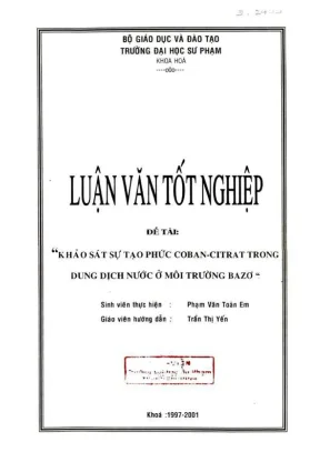 Khóa luận tốt nghiệp hóa học khảo sát sự tạo phức coban citrat trong dung dịch nước ở môi trường bazơ