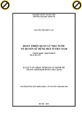 Hoàn thiện quản lý nhà nước về quyền sử dụng đất ở việt nam