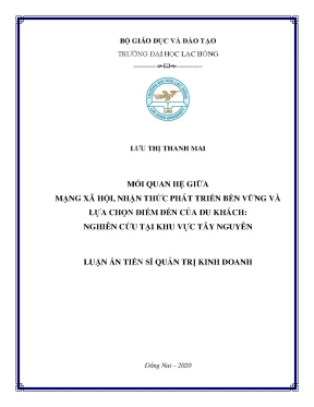 Mối quan hệ giữa mạng xã hội nhận thức phát triển bền vững và lựa chọn điểm đến của du khách nghiên cứu tại khu vực tây nguyên