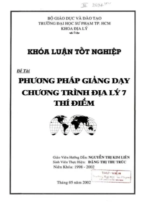 Khóa luận tốt nghiệp địa lý phương pháp giảng dạy chương trình địa lý 7 thí điểm