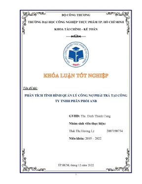 Đề tài phân tích tình hình quản lý công nợ phải trả tại công ty tnhh phân phối anb