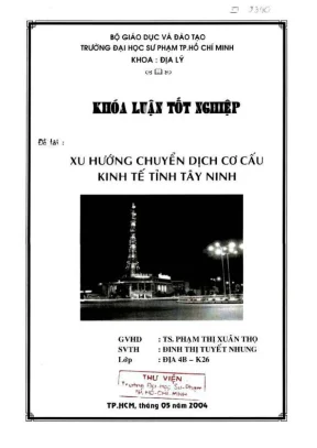 Khóa luận tốt nghiệp địa lý xu hướng chuyển dịch cơ cấu kinh tế tỉnh tây ninh