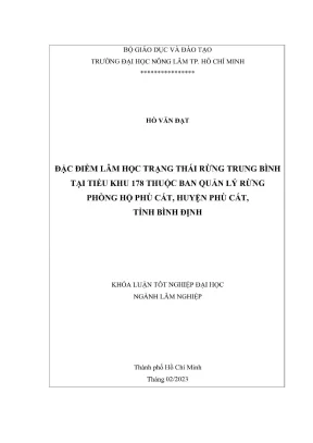 Khóa luận tốt nghiệp lâm nghiệp đặc điểm lâm học trạng thái rừng trung bình tại tiểu khu 178 thuộc ban quản lý rừng phòng hộ phù cát huyện phù cát tỉnh bình định