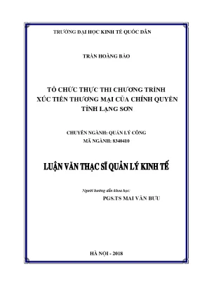 Tổ chức thực thi chương trình xúc tiến thương mại của chính quyền tỉnh lạng sơn