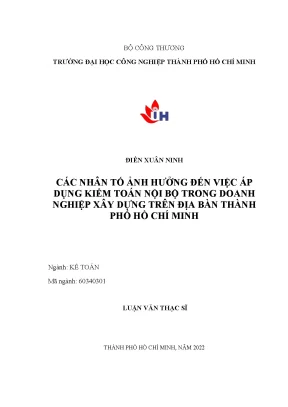 Các nhân tố ảnh hưởng đến việc áp dụng kiểm toán nội bộ trong doanh nghiệp xây dựng trên địa bàn thành phố hồ chí minh