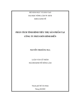 Khóa luận tốt nghiệp kinh tế nông lâm phân tích tình hình tiêu thụ sản phẩm tại công ty phân bón bình điền