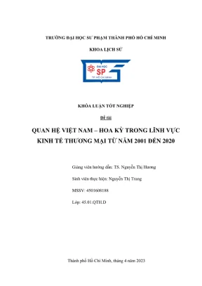 Khóa luận tốt nghiệp lịch sử quan hệ việt nam hoa kỳ trong lĩnh vực kinh tế thương mại từ năm 2001 đến 2020