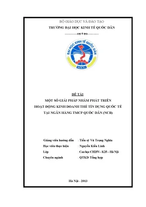 Một số giải pháp nhằm phát triển hoạt động kinh doanh thẻ tín dụng quốc tế tại ngân hàng tmcp quốc dân ncb