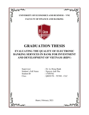 Khoa luan tot nghiep tai chinh ngan hang evaluating the quality of electronic banking services in bank for investment and development of vietnam bidv