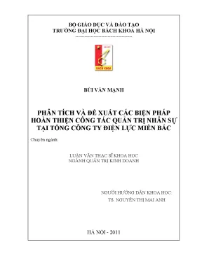 Phân tích và đề xuất các biện pháp hoàn thiện công tác quản trị nhân sự tại tổng công ty điện lực miền bắc