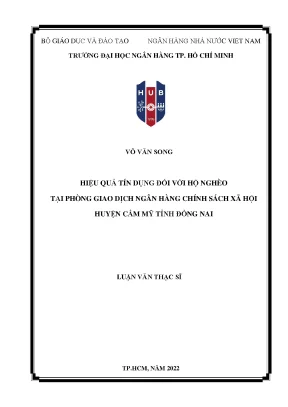 Hiệu quả tín dụng đối với hộ nghèo tại phòng giao dịch ngân hàng chính sách xã hội huyện cẩm mỹ chi nhánh tỉnh đồng nai
