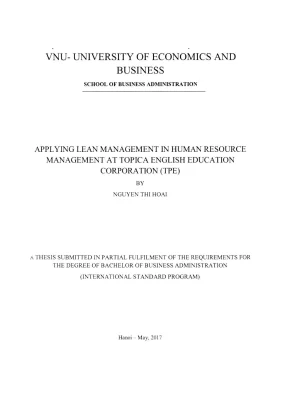 Khóa luận tốt nghiệp quản trị kinh doanh applying lean management in human resource management at topica english education corporation tpe