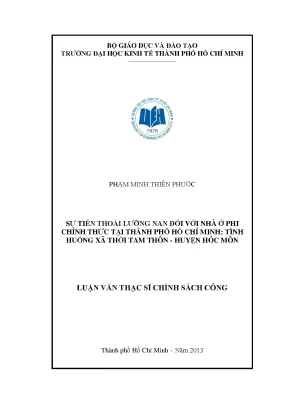 Sự tiến thoái lưỡng nan đối với nhà ở phi chính thức tại thành phố hồ chí minh tình huống xã thới tam thôn huyện hóc môn
