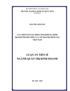 Các yếu tố tác động tới khởi sự kinh doanh thành công của nữ doanh nhân tại việt nam