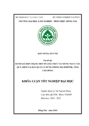 Đánh giá hiện trạng một số loài thực vật rừng nguy cấp quý hiếm tại bqlrph sêrêpôk tỉnh lâm đồng