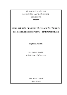 Khóa luận tốt nghiệp kinh tế nông lâm đánh giá hiệu quả kinh tế chăn nuôi cừu trên địa bàn huyện ninh phước tỉnh ninh thuận