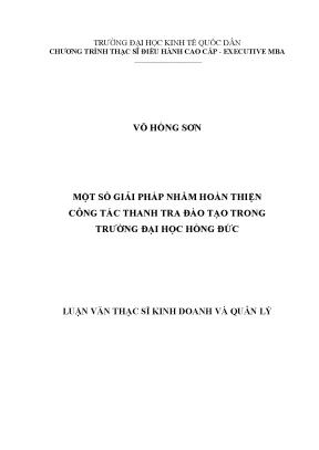 Một số giải pháp nhằm hoàn thiện công tác thanh tra đào tạo trong trường đại học hồng đức