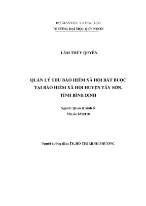 Quản lý thu bảo hiểm xã hội bắt buộc tại bảo hiểm xã hội huyện tây sơn tỉnh bình định