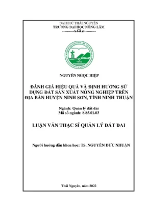Đánh giá hiệu quả và định hướng sử dụng đất sản xuất nông nghiệp trên địa bàn huyện ninh sơn tỉnh ninh thuận